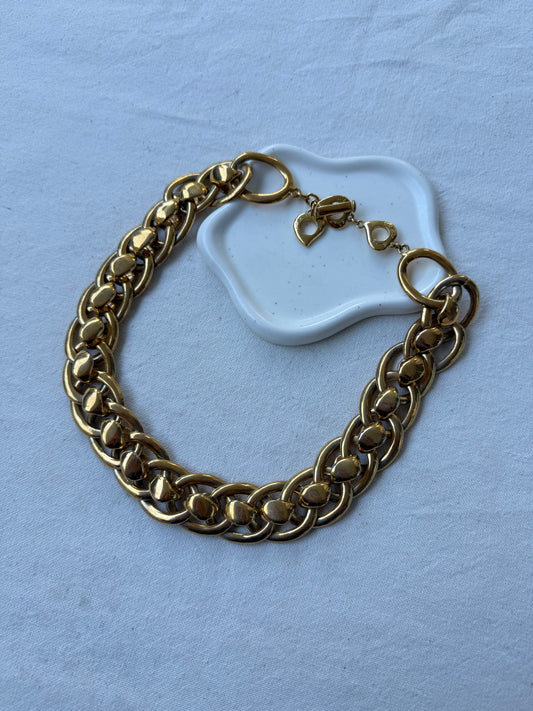 Collier Yves Saint Laurent vintage - Grosse maille dorée