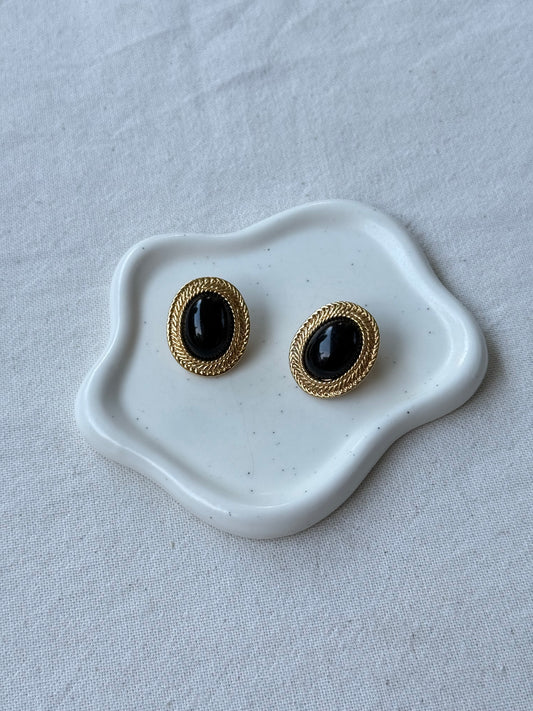 Boucles d’oreilles Monet vintage - Cabochons noirs