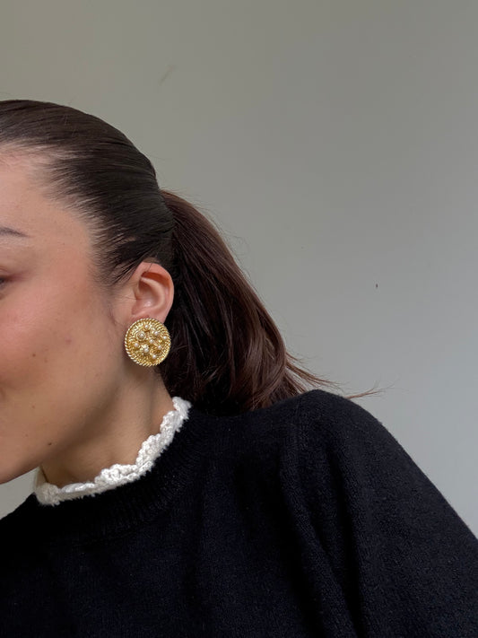 Boucles d’oreilles vintage - Perles fantaisies et tressage