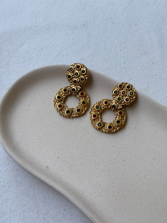 Boucles d’oreilles Agatha vintage - Pendantes strass multicolores