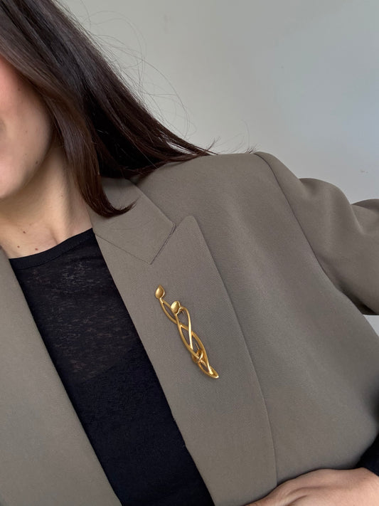 Broche Monet vintage - Feuillage doré