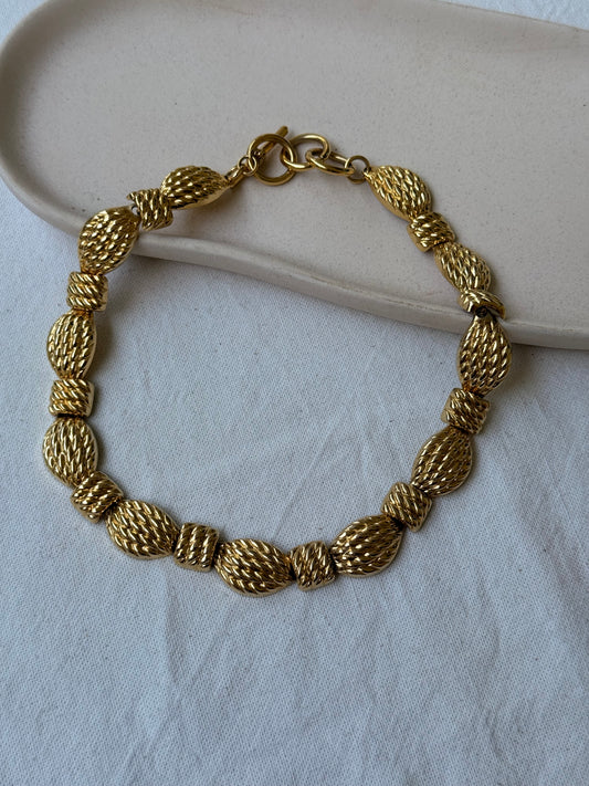 Collier doré vintage - maille texturée dorée