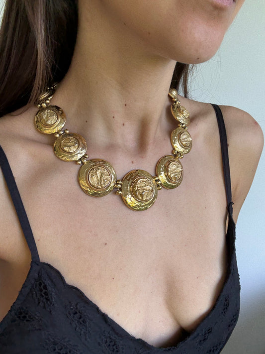 Collier Yves Saint Laurent vintage - Relief martelé XXL