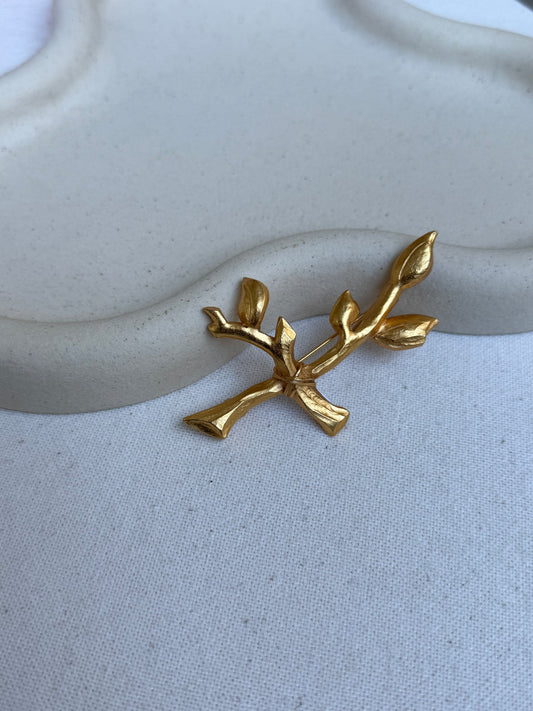 Broche Antigona vintage - Feuilles dorées