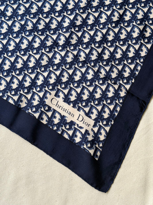 Foulard Christian Dior – Modèle monogramme bleu
