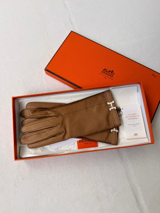 Gants Hermès vintage - Boucle H et cuir camel