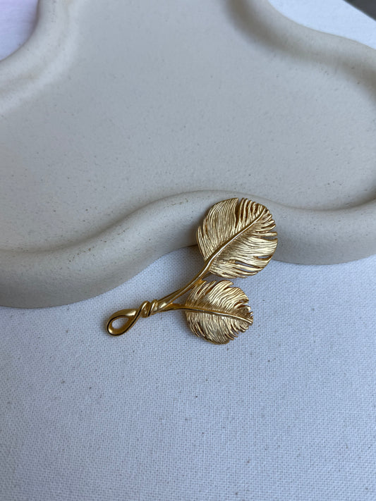 Broche Guy Laroche vintage - Feuilles dorées entrelacées