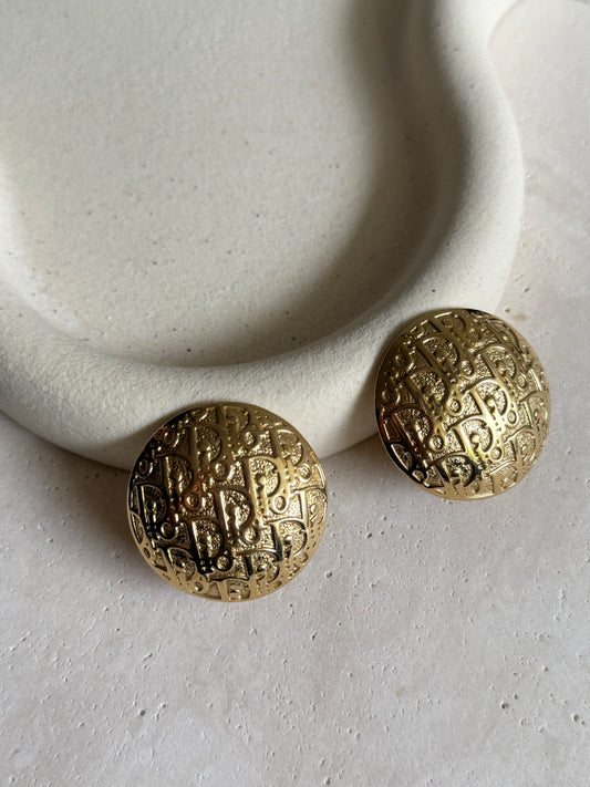 Boucles d’oreilles Christian Dior vintage - Rondes monogrammes CD