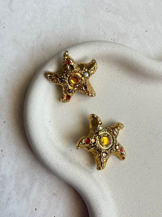 Boucles d’oreilles vintage étoiles de mer résine