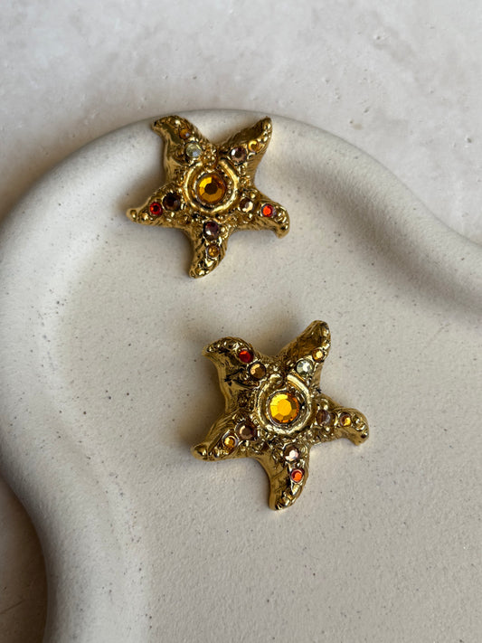Boucles d’oreilles vintage étoiles de mer résine