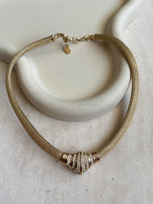 Collier Christian Dior vintage - plastron articulé orné de strass
