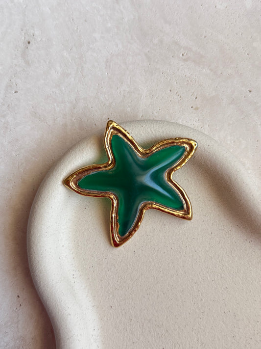 Broche Guy Laroche vintage - Etoile de mer verte