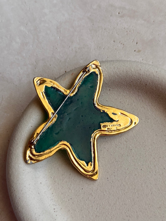 Broche Guy Laroche vintage - Etoile de mer verte