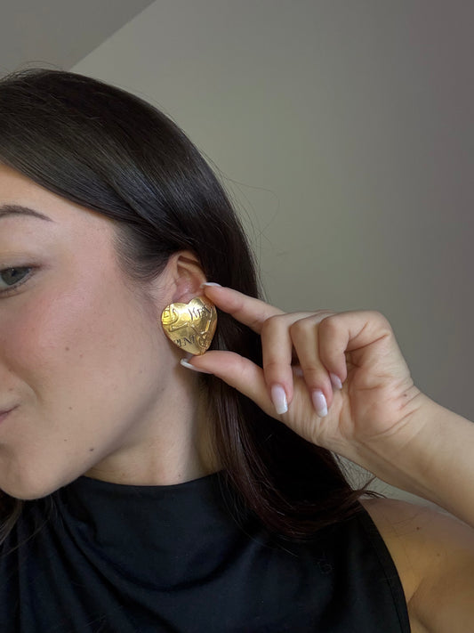 Boucles d’oreilles YSl vintage - Coeurs inscriptions