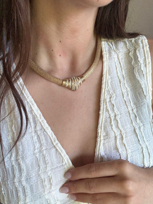 Collier Christian Dior vintage - plastron articulé orné de strass