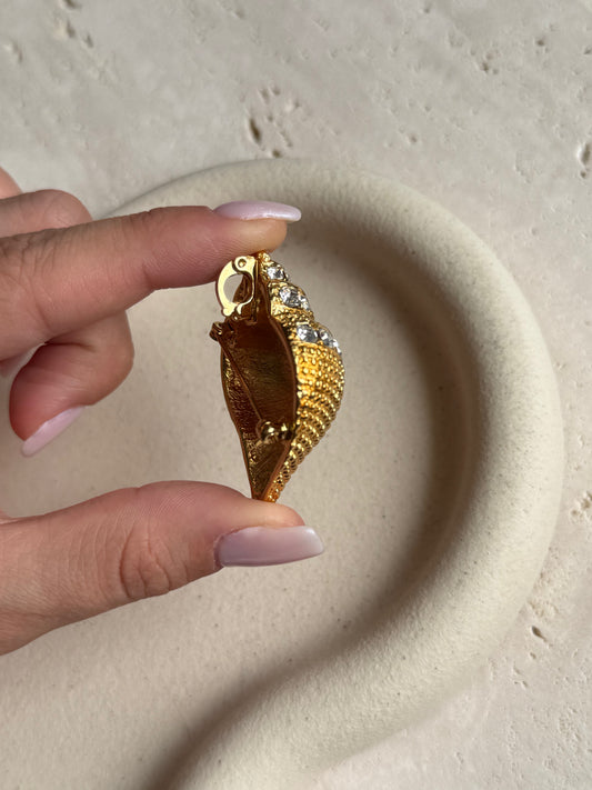 Broche/pendentif Kenneth Jay Lane vintage - Coquillage strass