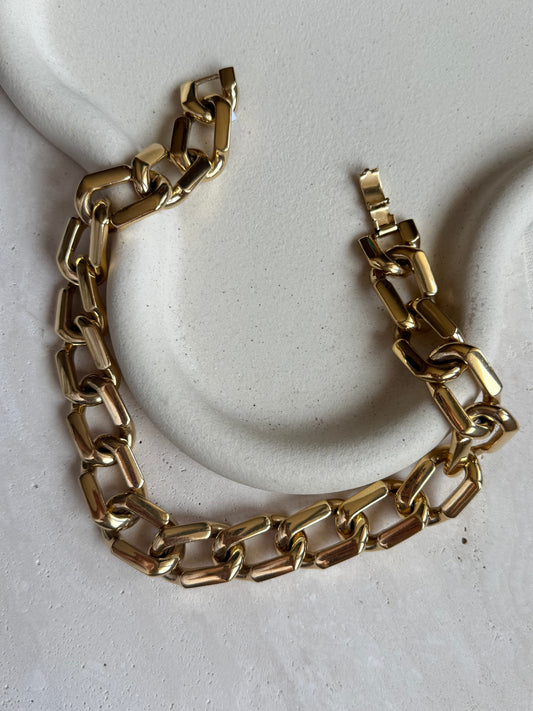 Collier grosse maille rectangle vintage