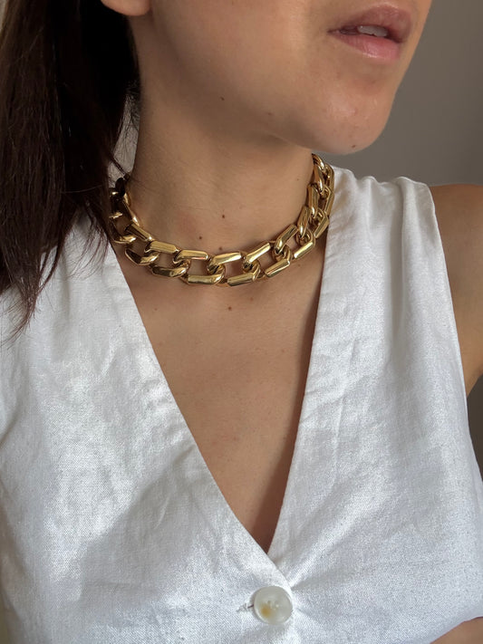 Collier grosse maille rectangle vintage