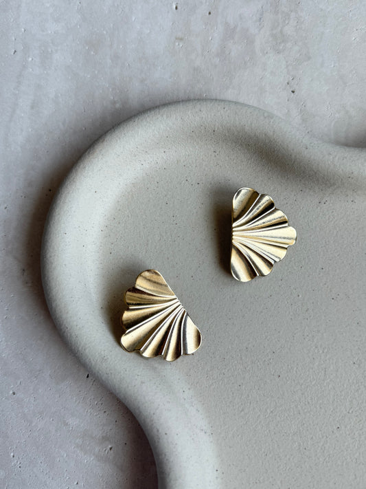 Boucles d’oreilles vintage éventails dorés