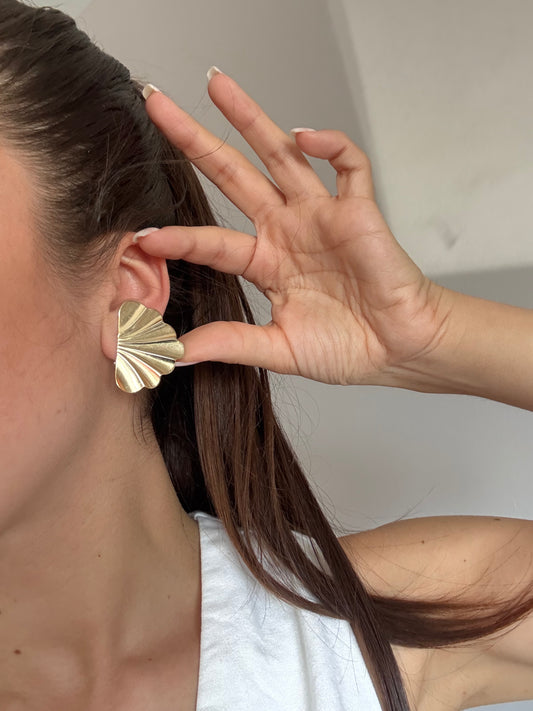 Boucles d’oreilles vintage éventails dorés