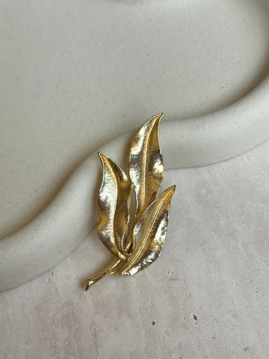 Broche feuilles dorées vintage
