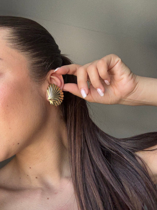 Boucles d’oreilles vintage coquillages dorés