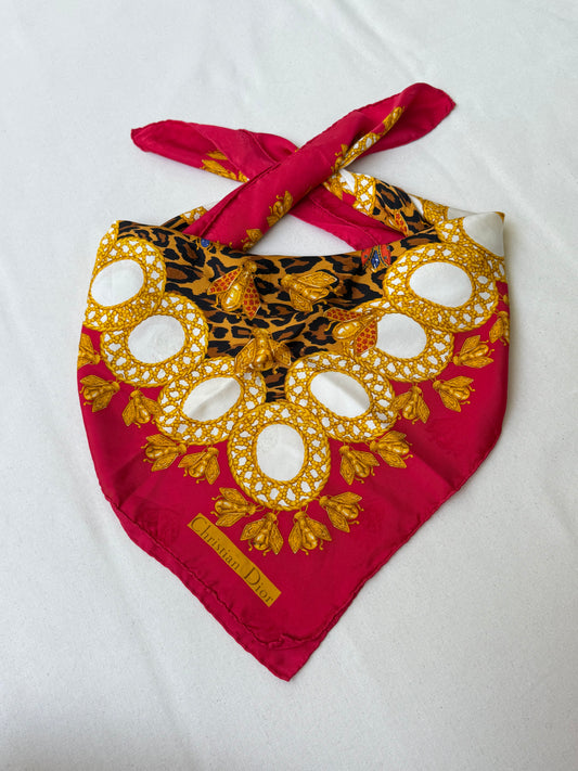 Foulard Christian Dior – Modèle léopard et abeilles