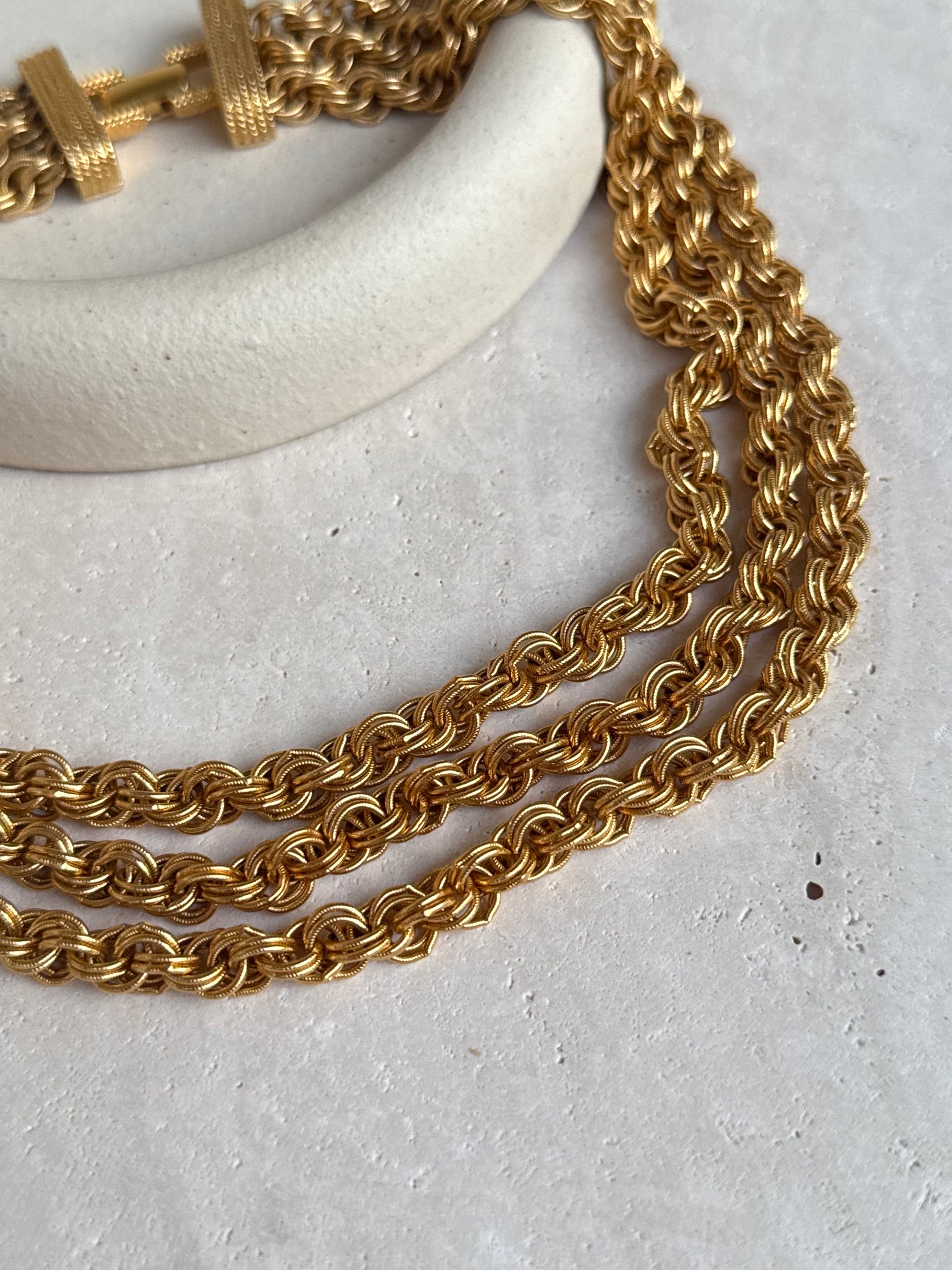 Collier Monet vintage - Doré 3 rangs