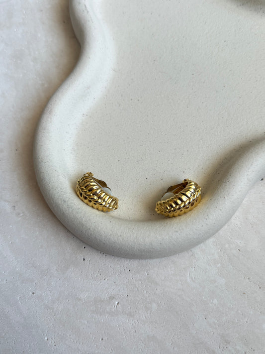 Boucles d’oreilles vintage - Créoles dorés épi
