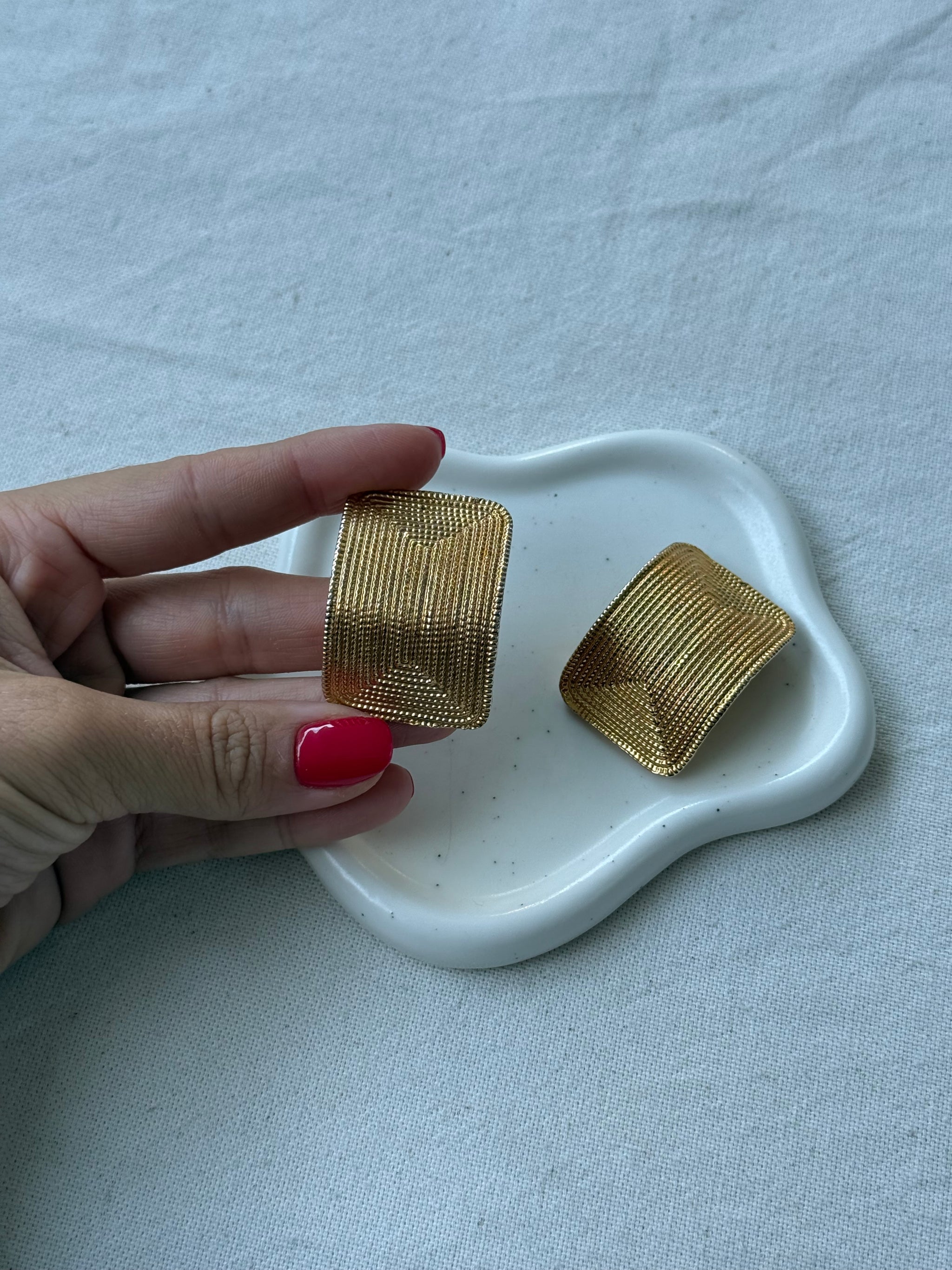 Boucles d’oreilles vintage - XXL rectangulaires texturées