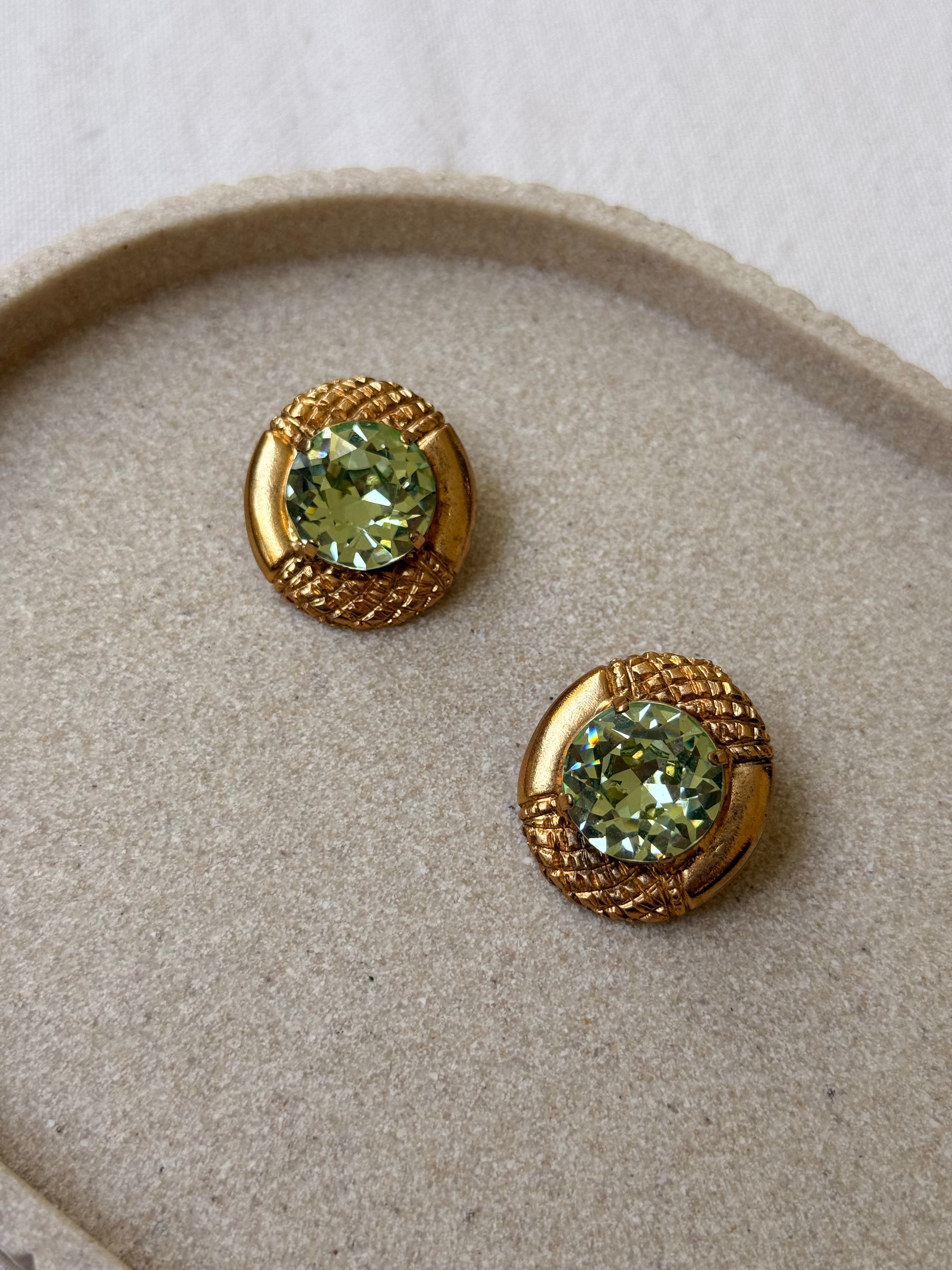 Boucles d’oreilles Sonia Rykiel vintage - Cristal vert