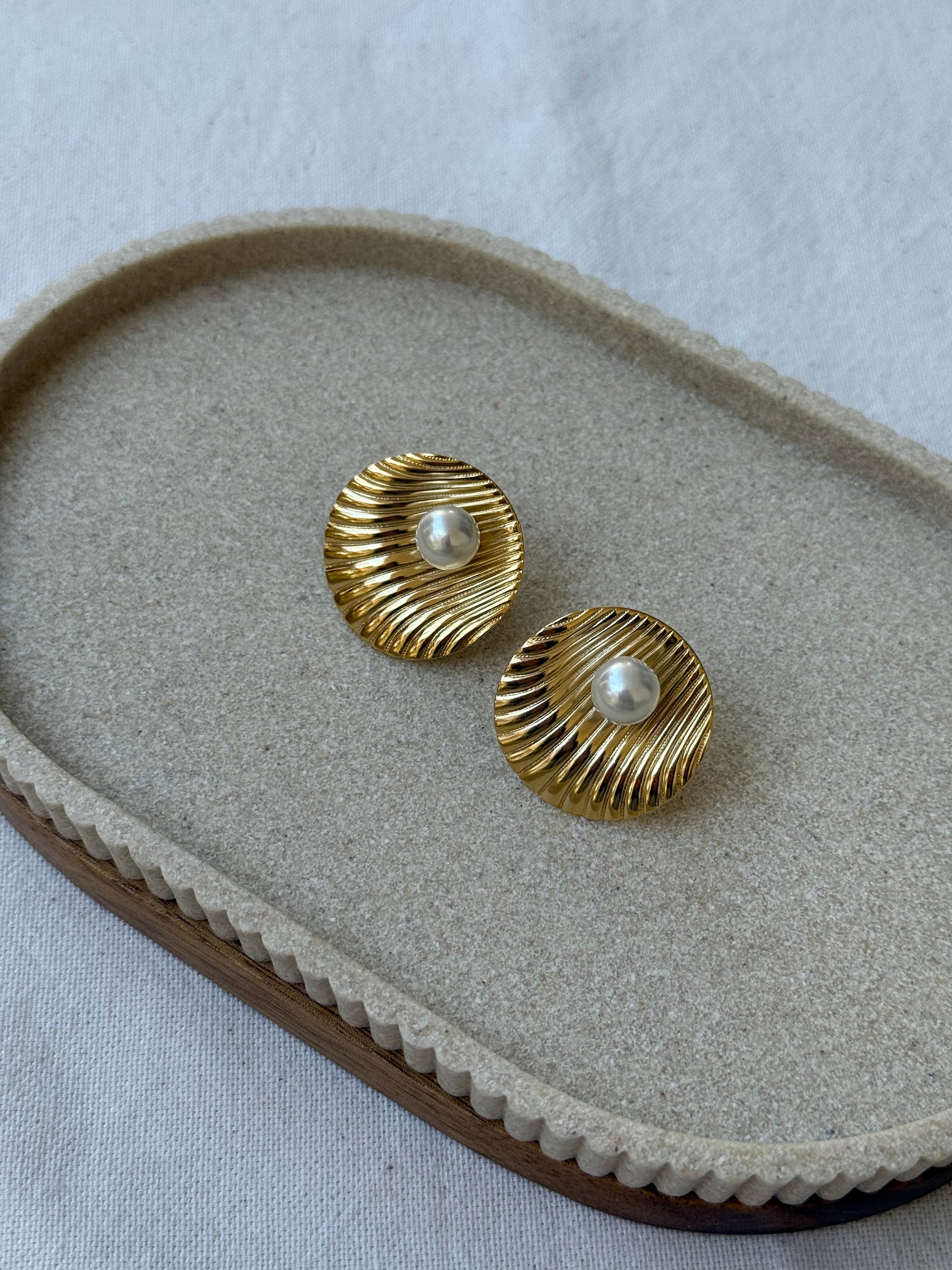Vintage Napier Earrings - Shell and Pearl