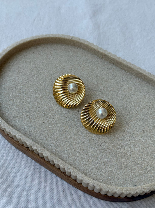 Boucles d’oreilles Napier vintage - Coquillage et perle