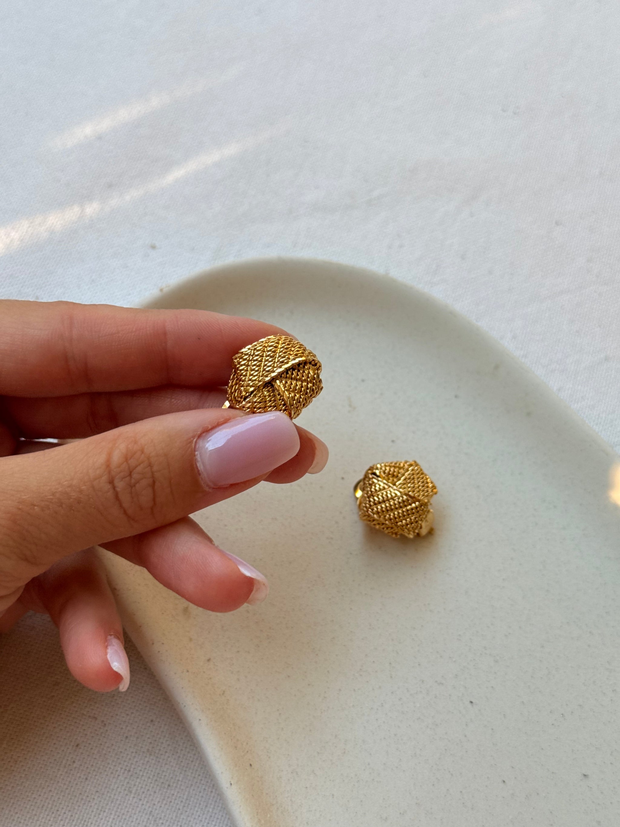 Boucles d’oreilles vintage - Tressées dorées