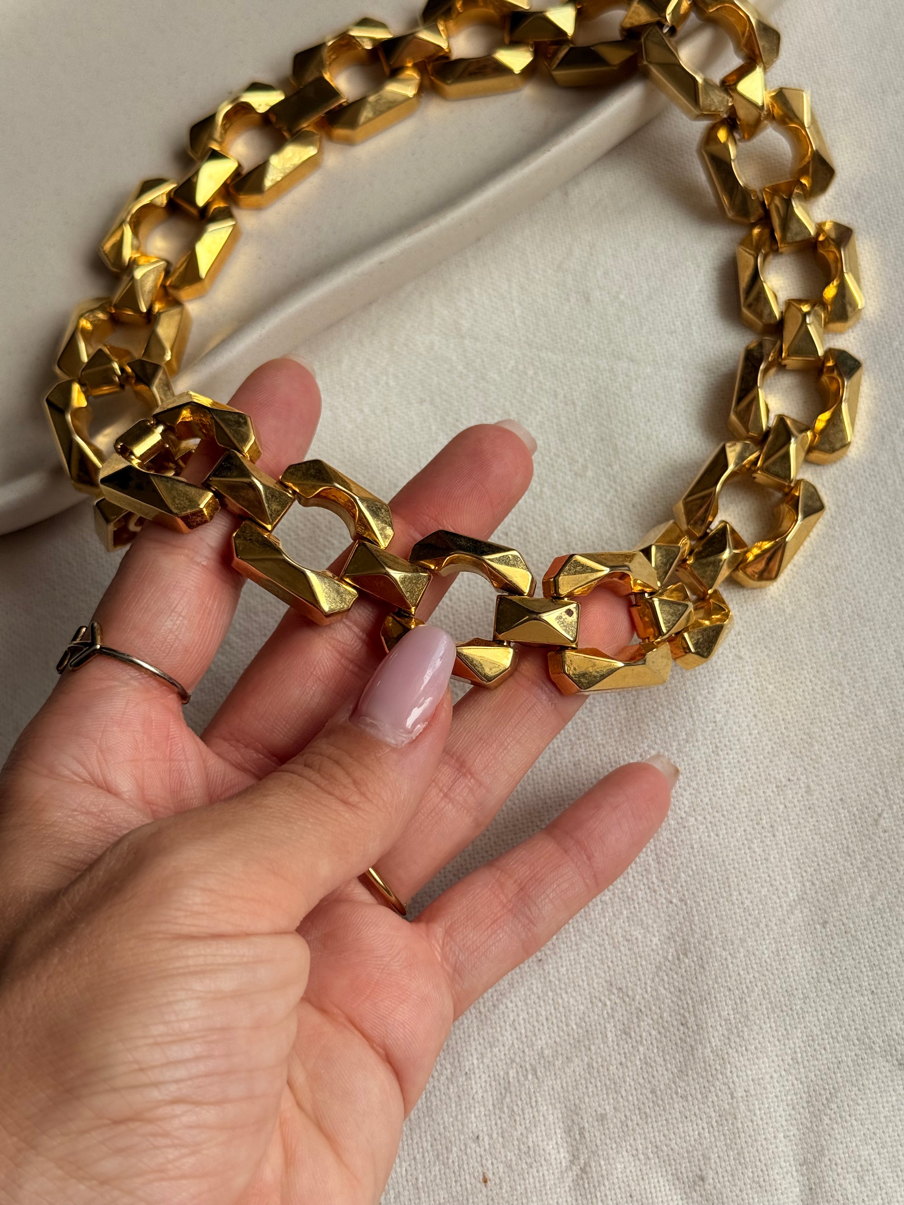Collier doré vintage - Maillons facettés