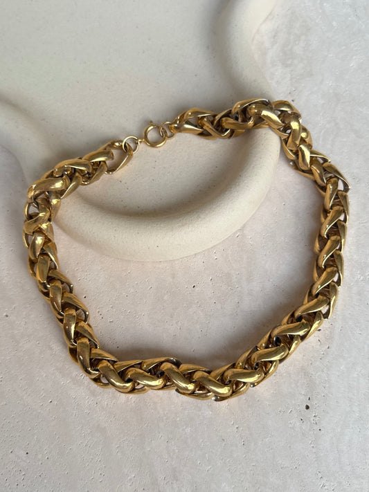 Collier doré vintage - Maille tressée dorée