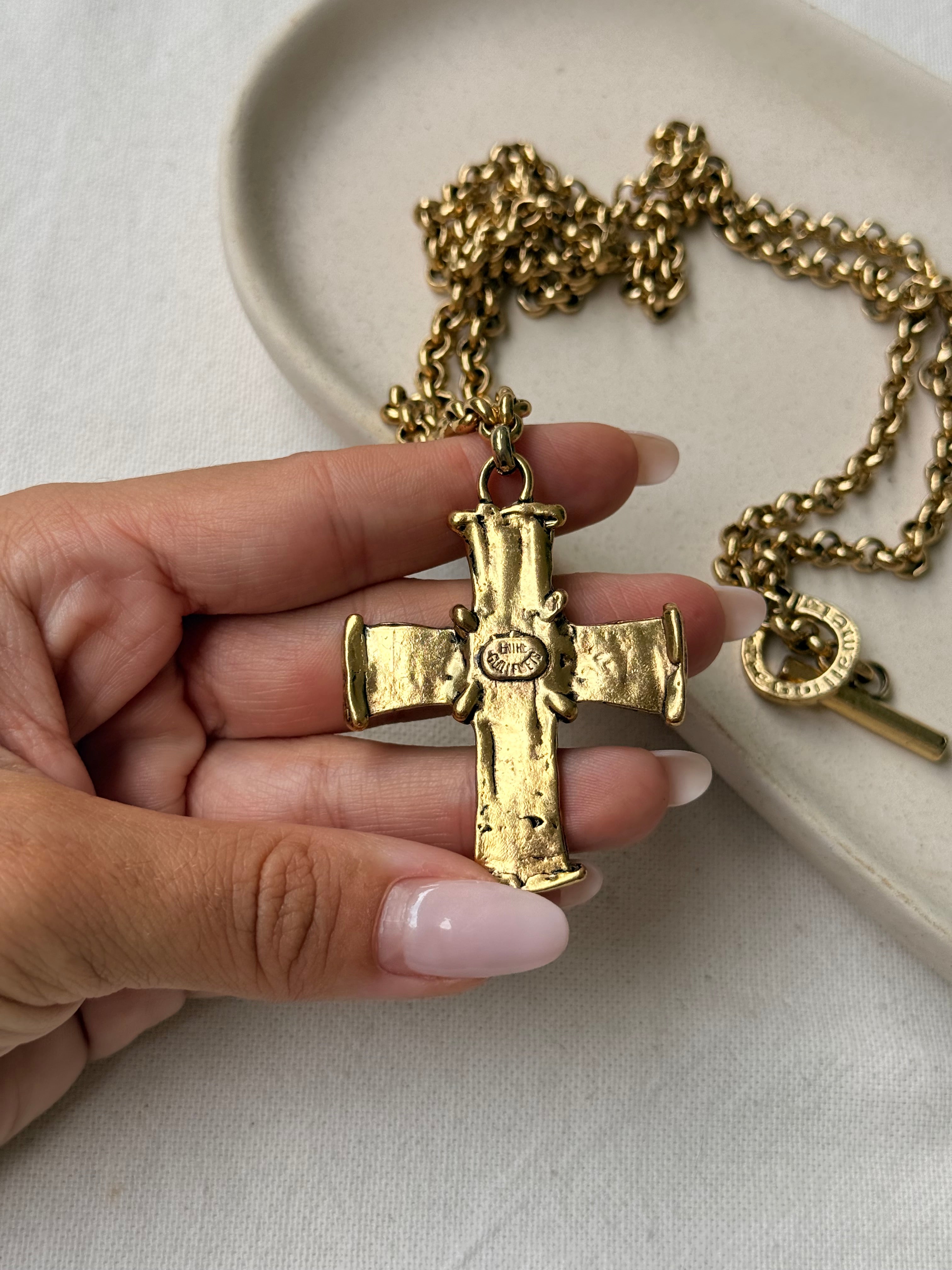 Collier Entre Guillemets vintage - Sautoir pendentif croix