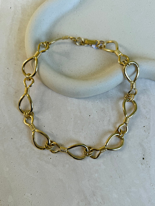 Collier doré vintage - Maille noeuds ajourés dorés