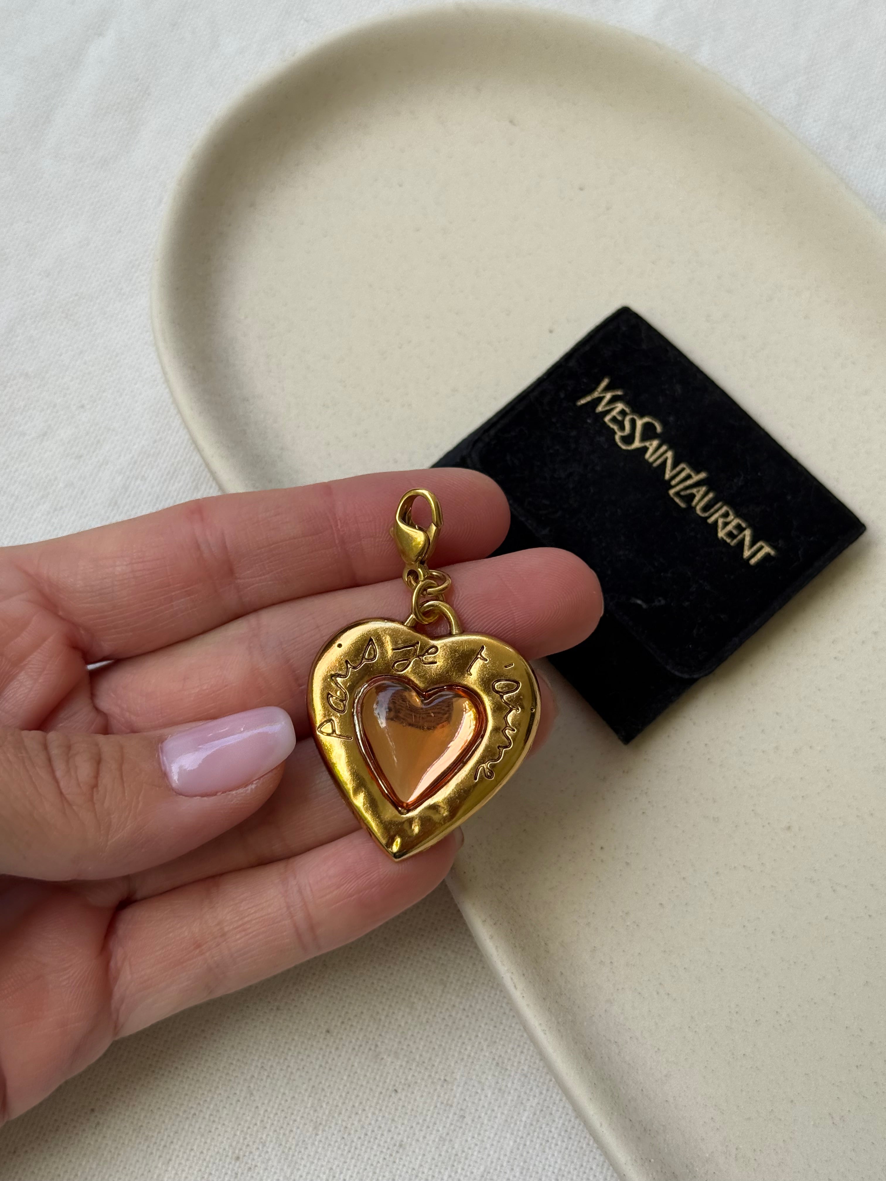 Pendentif Yves Saint Laurent vintage - Cœur Paris Je T’Aime