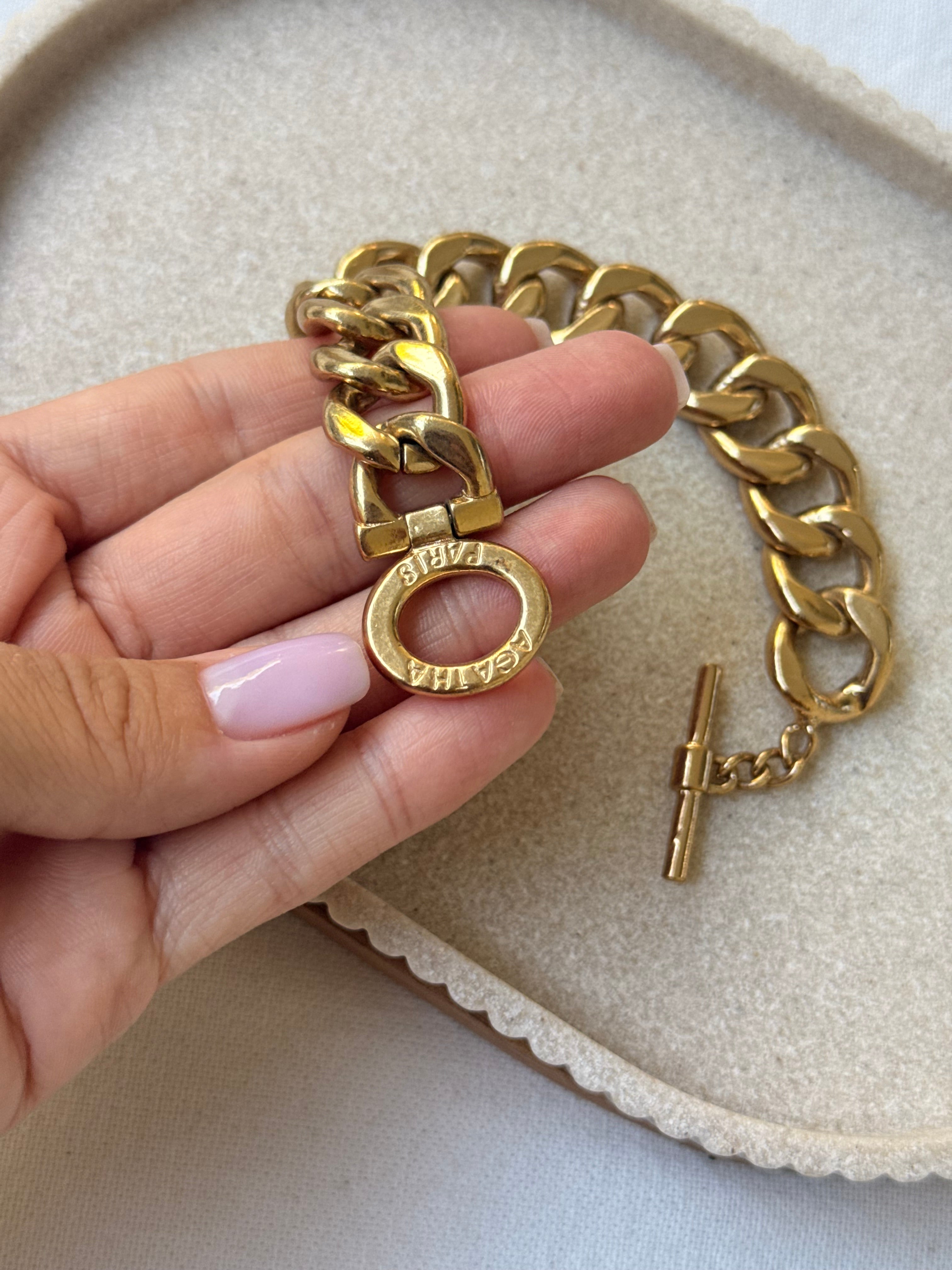 Bracelet Agatha vintage - Maille gourmette dorée