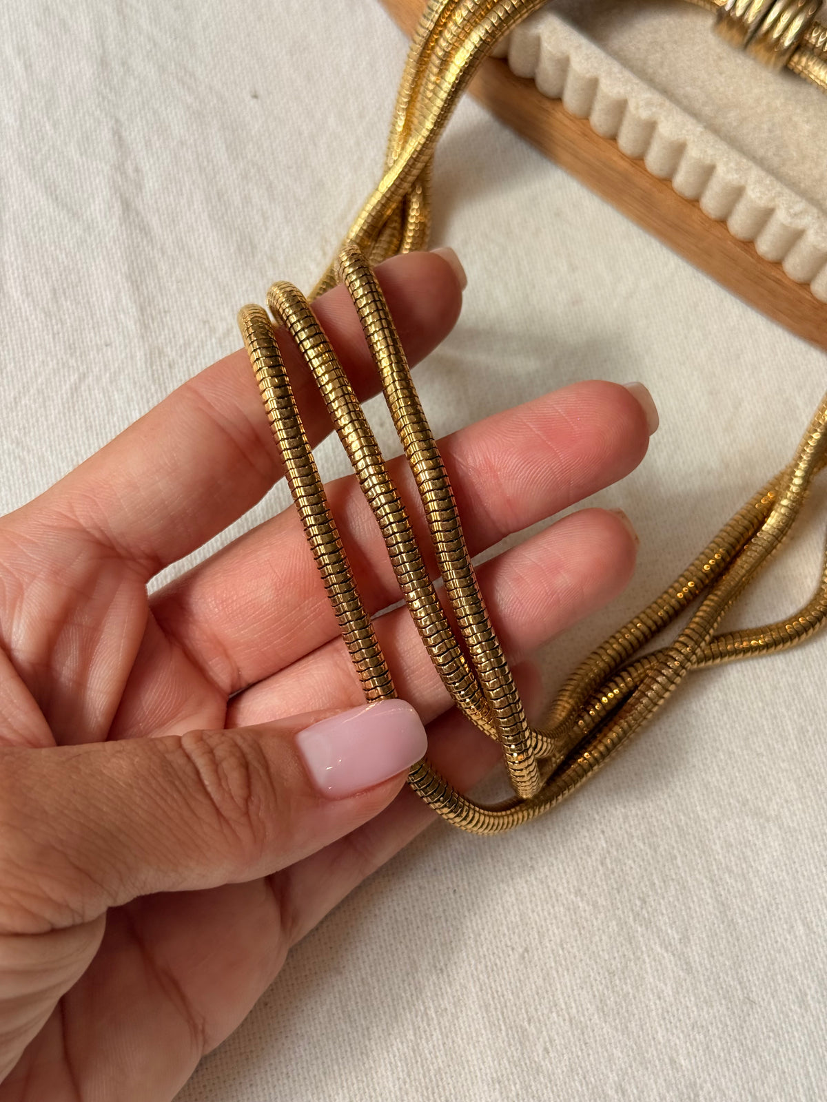 Collier doré vintage - Maille souple multi-rangs