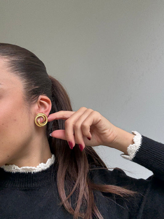 Boucles d’oreilles vintage - Spirales dorées texturées