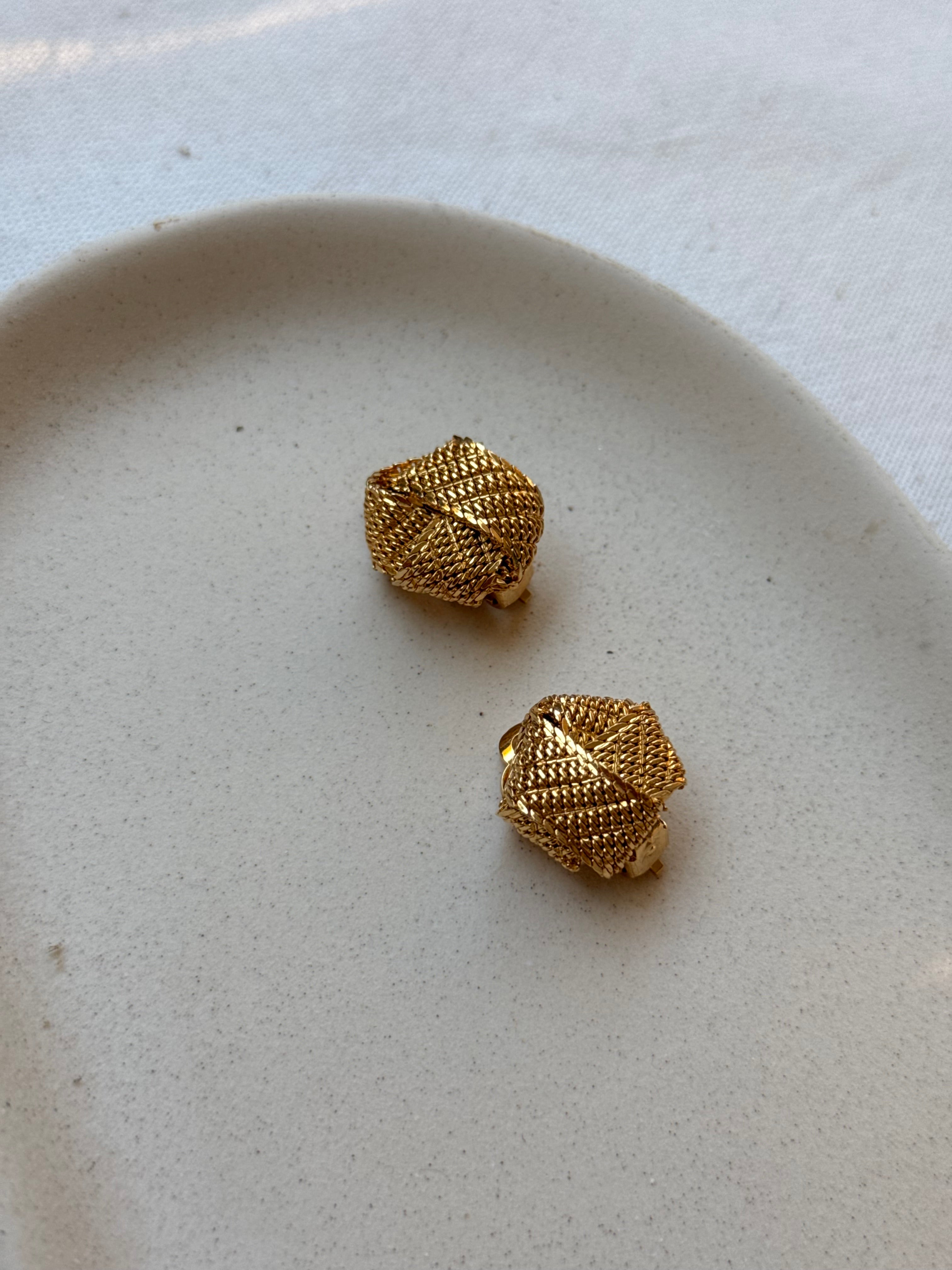 Boucles d’oreilles vintage - Tressées dorées