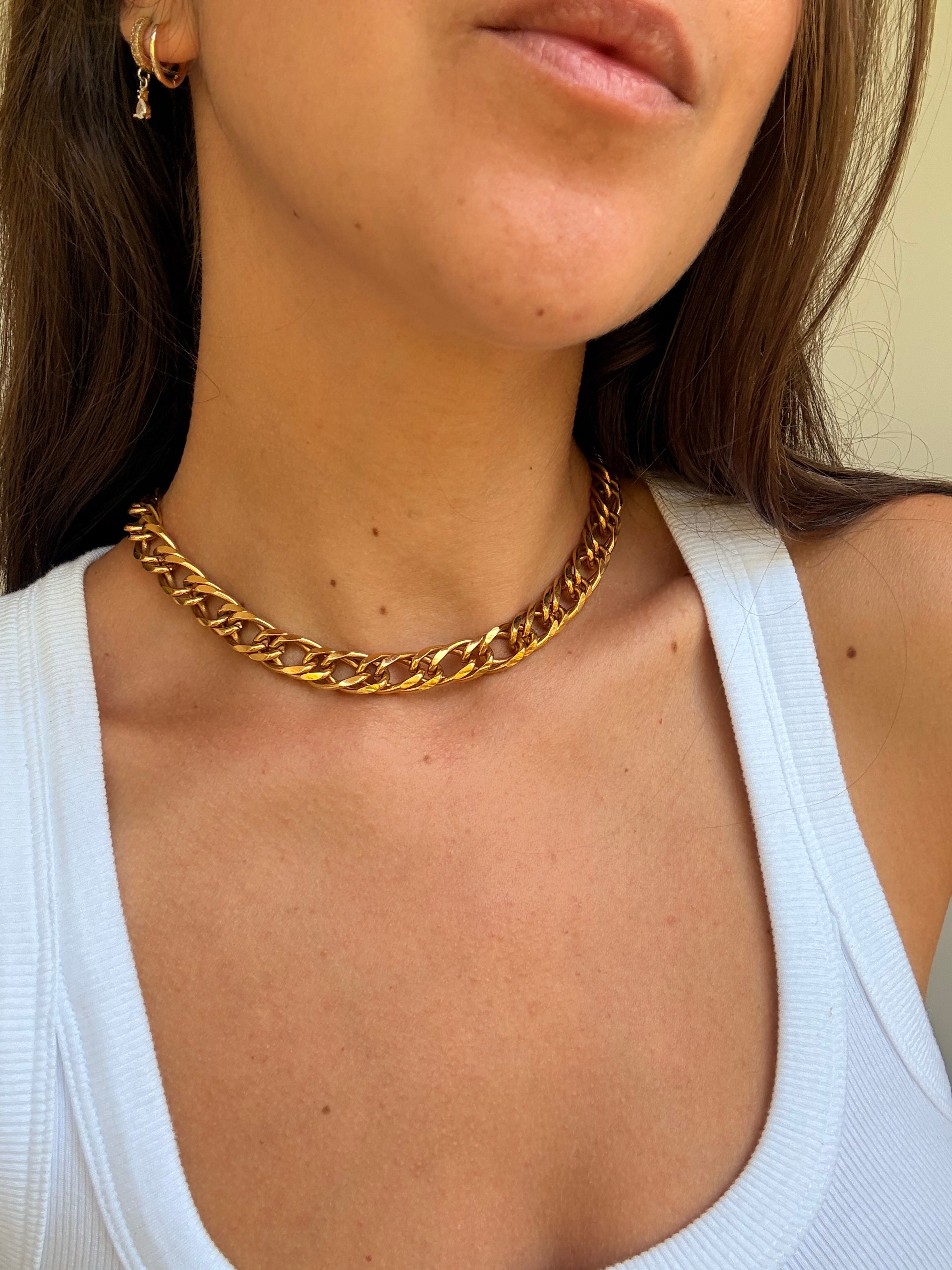 Collier Gontie vintage - Maille gourmette dorée