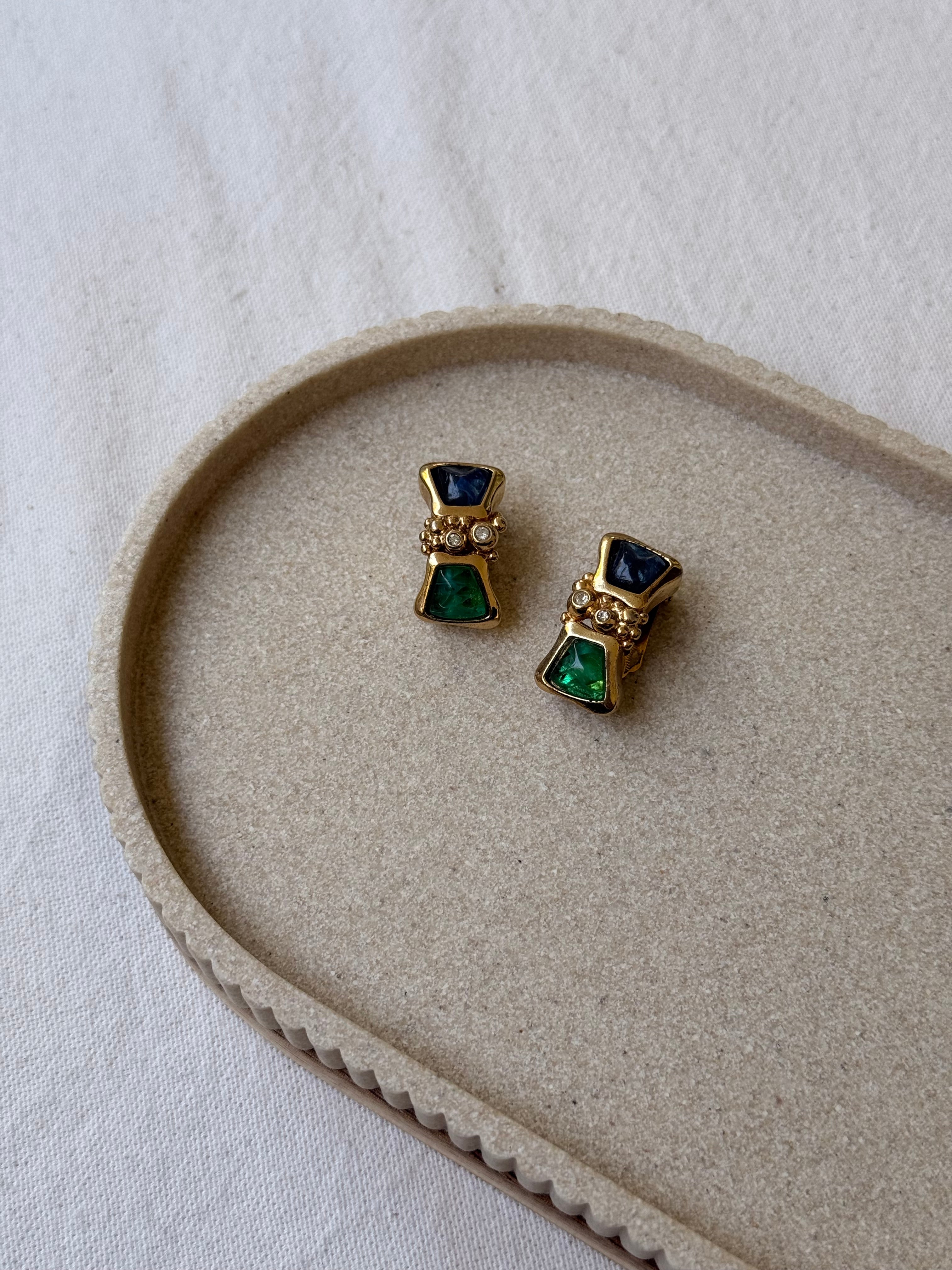Boucles d’oreilles Christian Dior vintage - Vertes et bleues