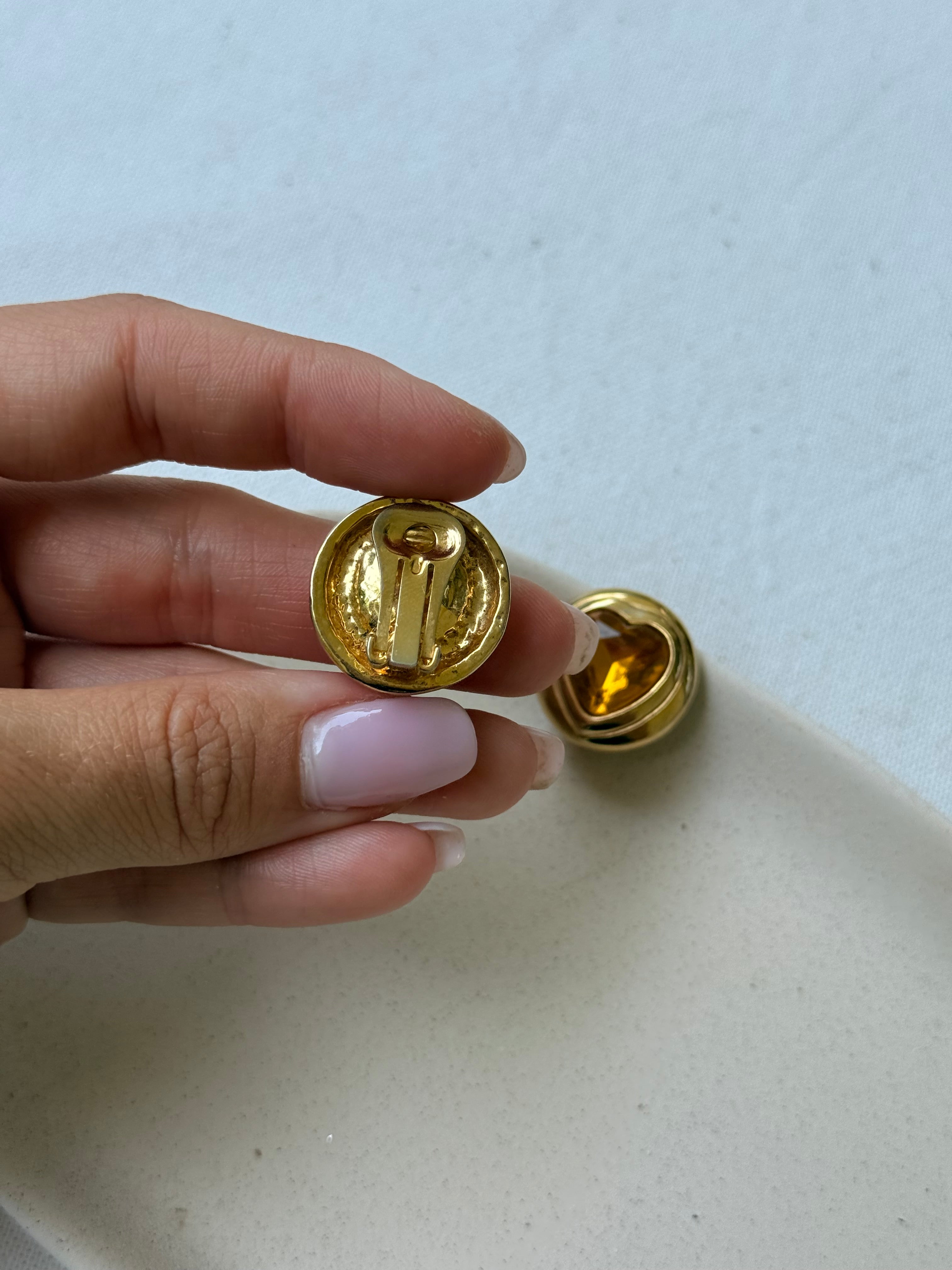 Boucles d’oreilles vintage - Cœurs ambrés