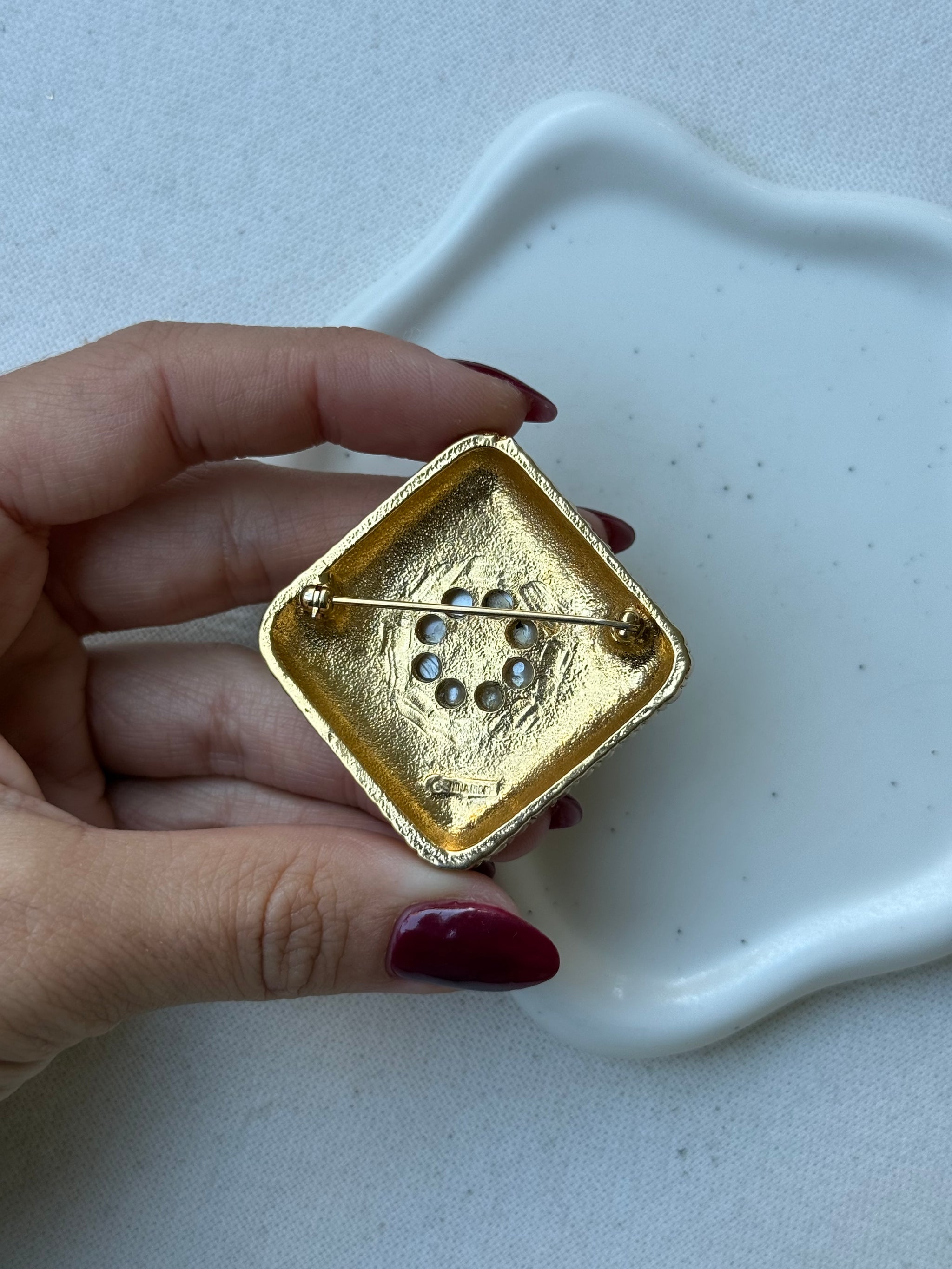 Broche Nina Ricci vintage - Perle et strass