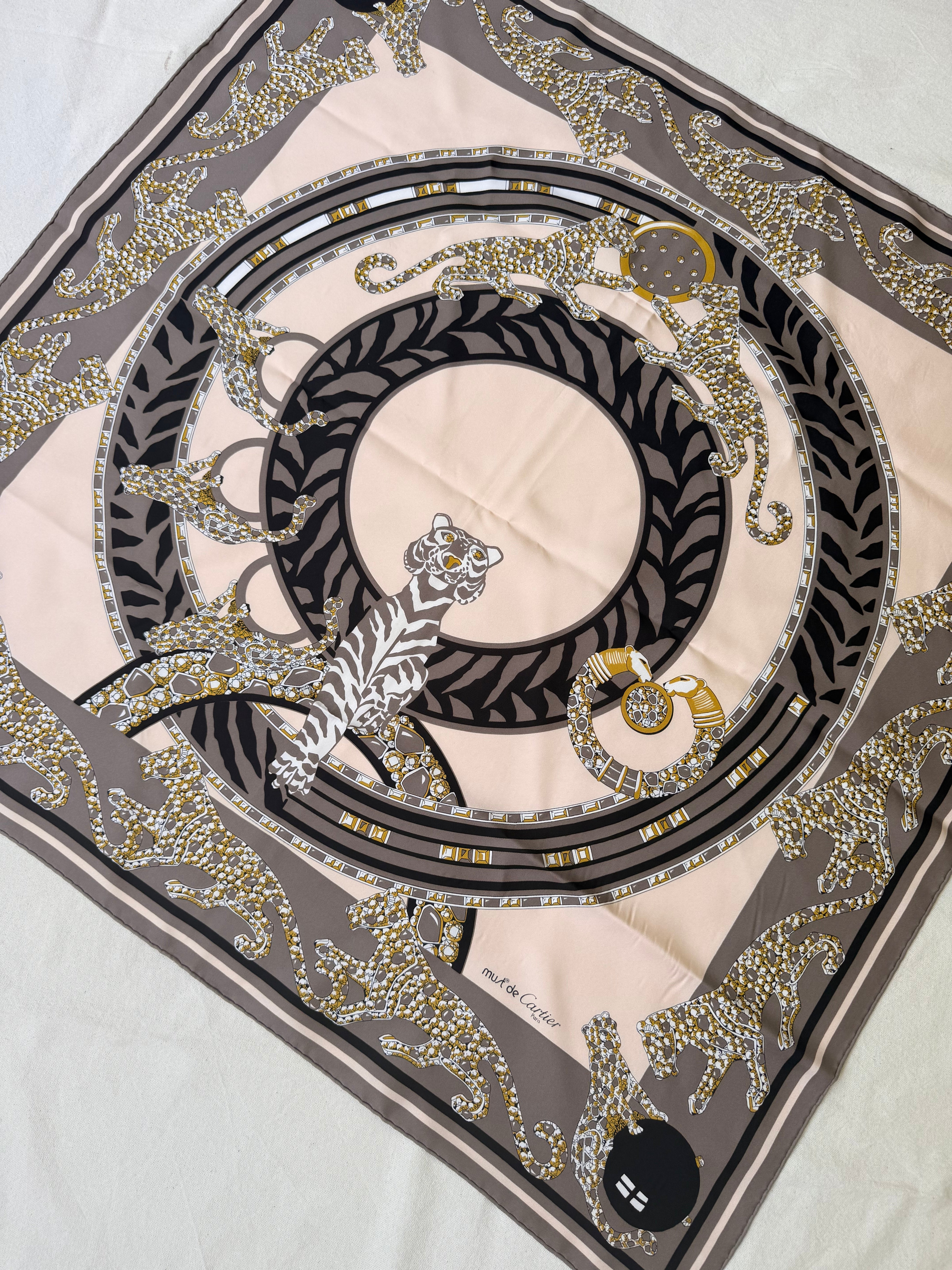 Foulard Cartier - Tigre et panthères