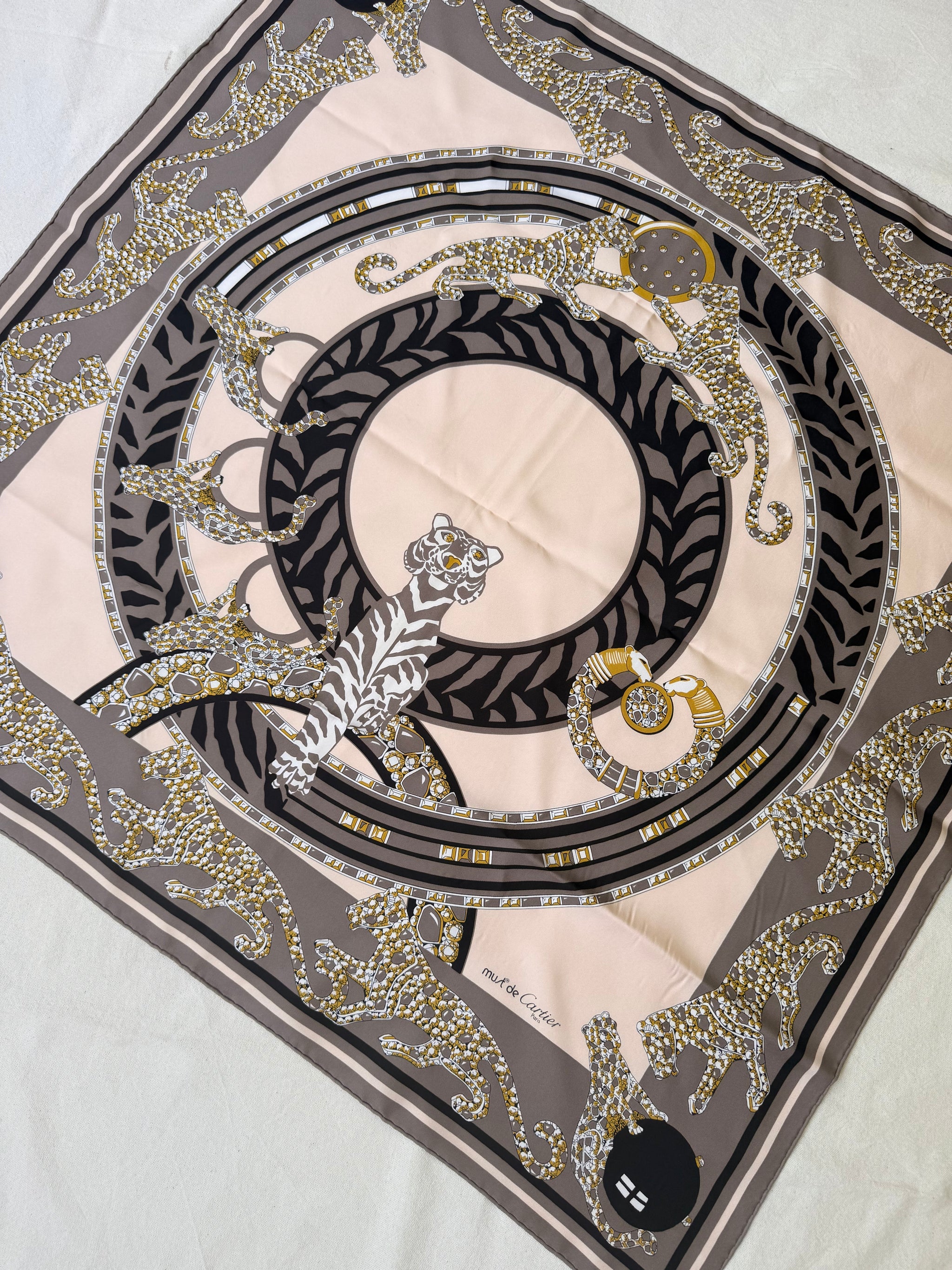 Foulard Cartier - Tigre et panthères
