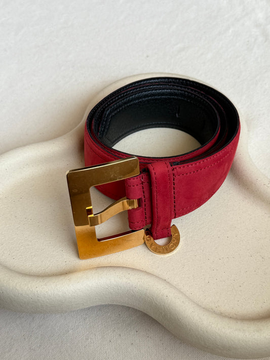 Ceinture Givenchy vintage - Suédine framboise et boucle dorée